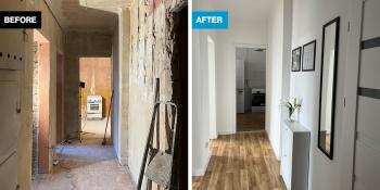 Before and after photos of a converted flat in Poland
