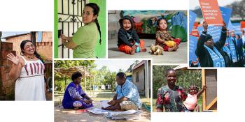 Collage of photos of homeowners, children, and advocates from around the world.