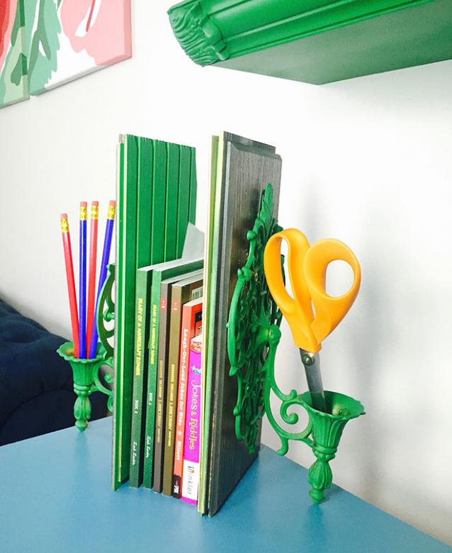 Matching book ends made from sconces