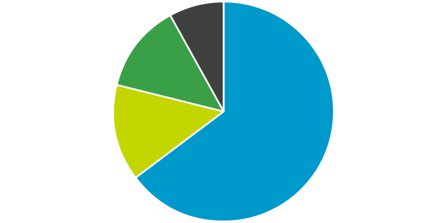 Pie chart showing the majority of funds came from contributions.