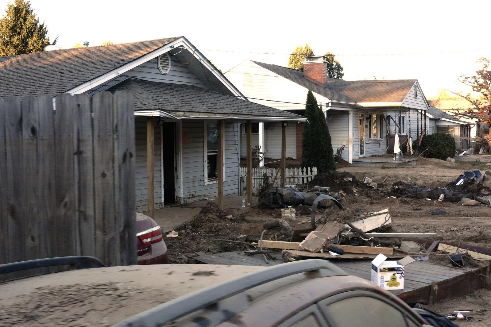 Homeowner damage from Hurricane Helene.
