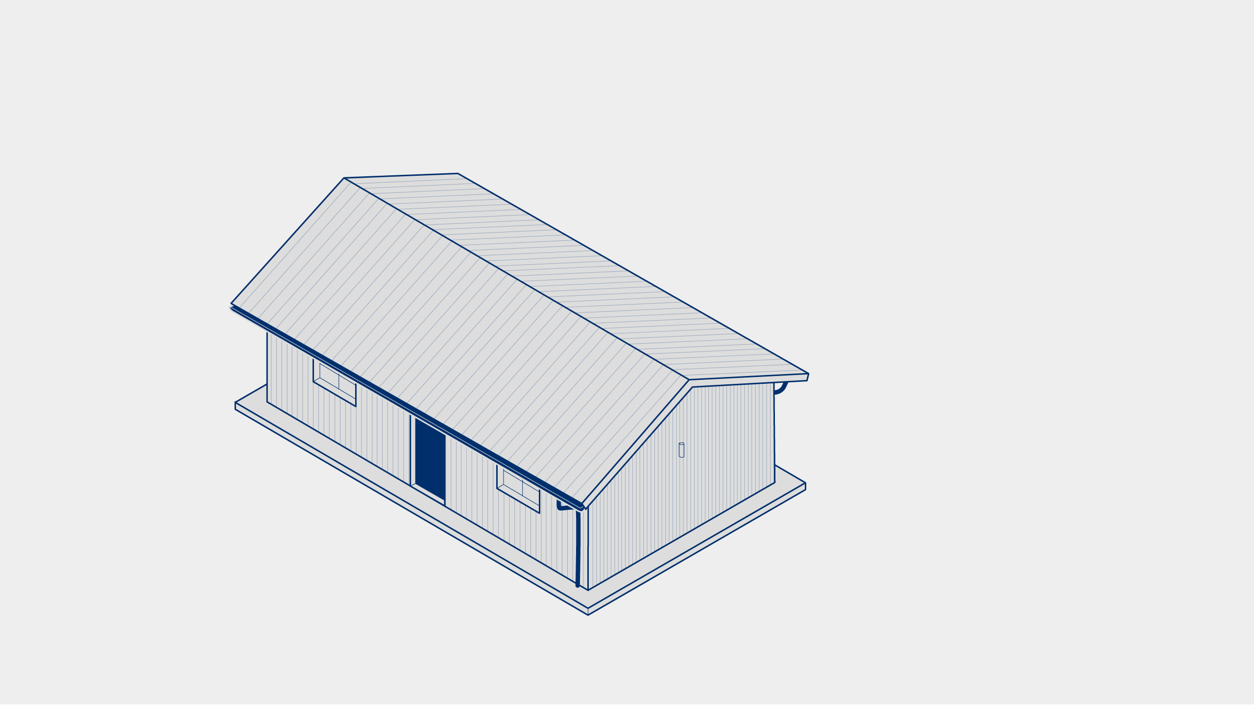 Wood paneling and roof lines appear on the house lineart.