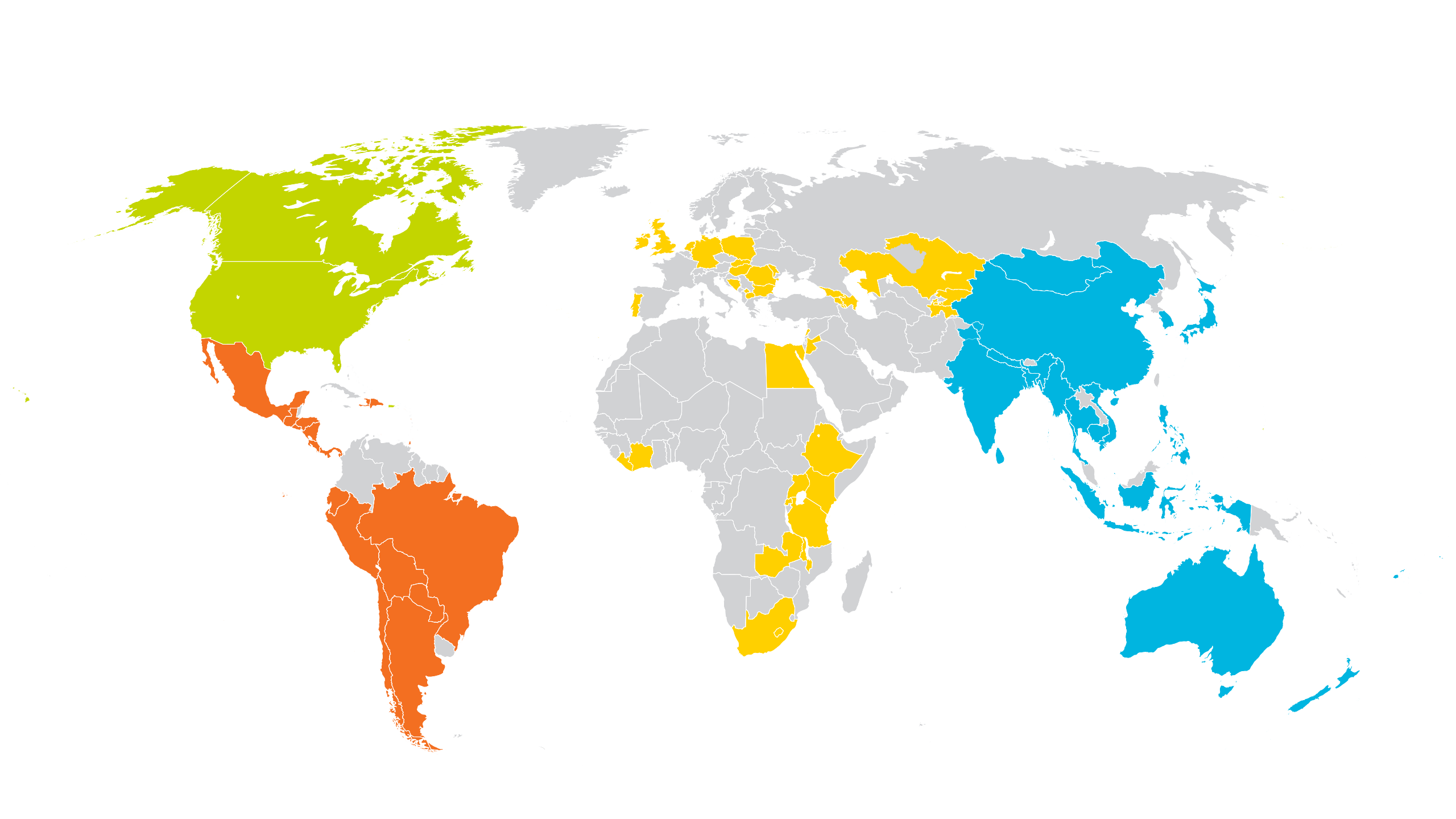 Map of world showing countries Habitat was active in.