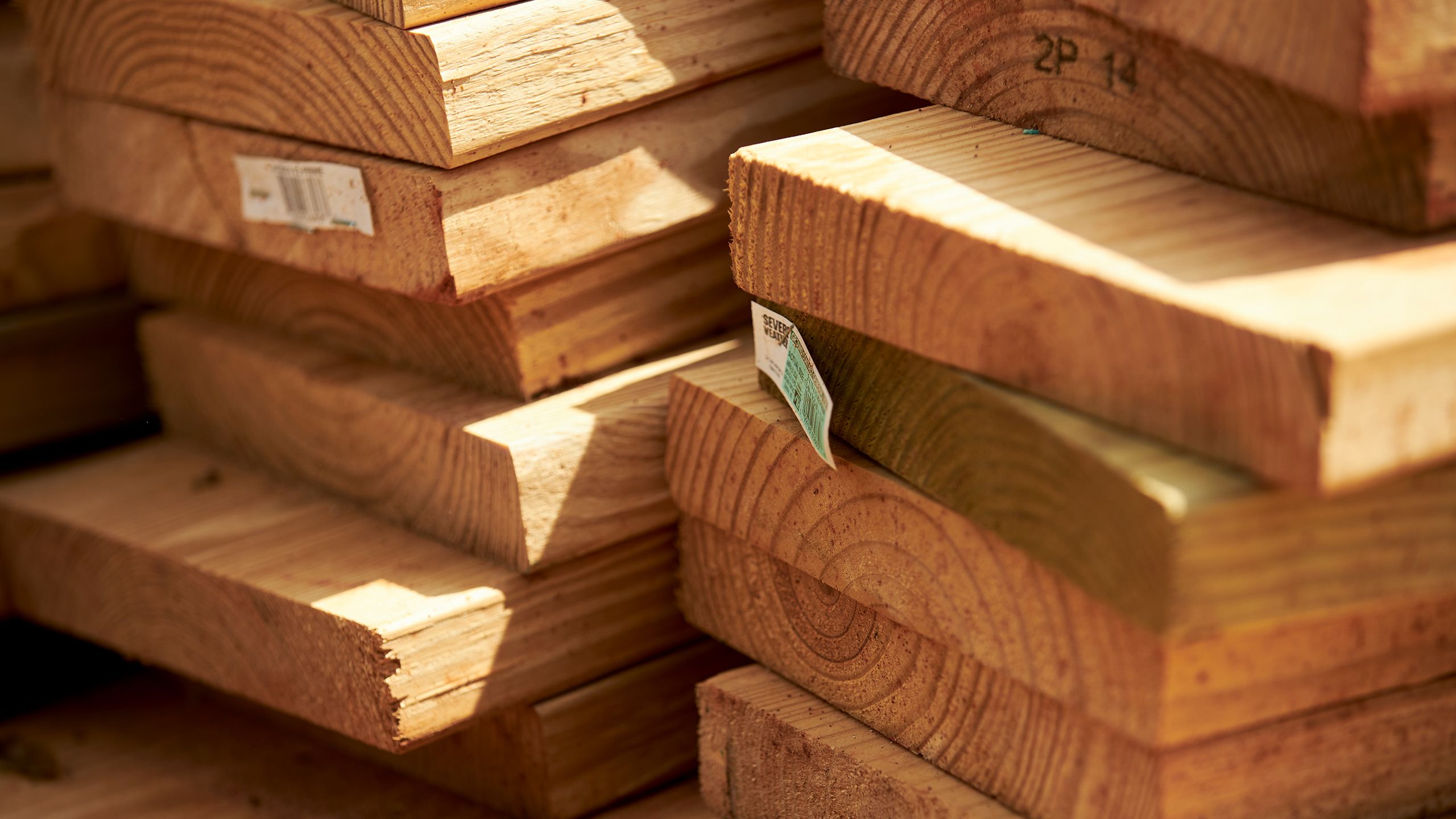 A stack of cut wood planks.