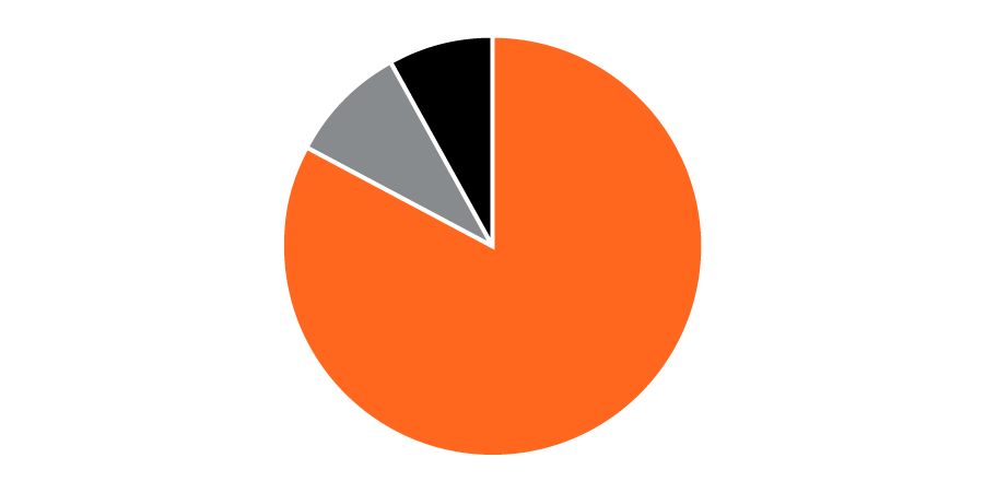 Pie chart showing that in fiscal year 2021 over 80% of funds were used for programs, with under 10% each in fundraising and management.