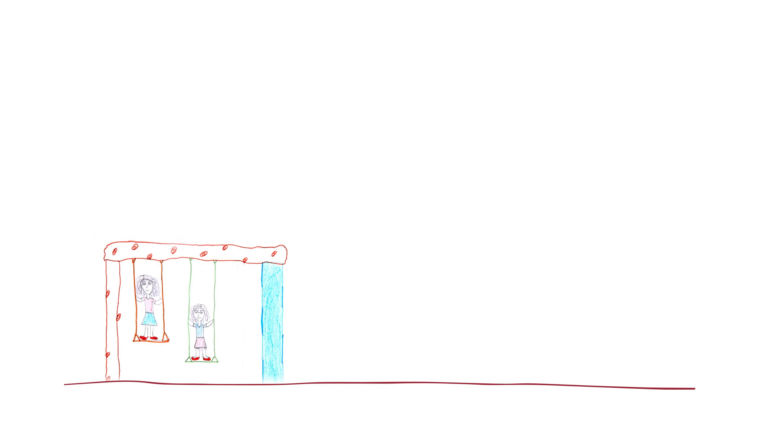 37 / 5.000 Resultados de traducción Drawing of two children using swings.