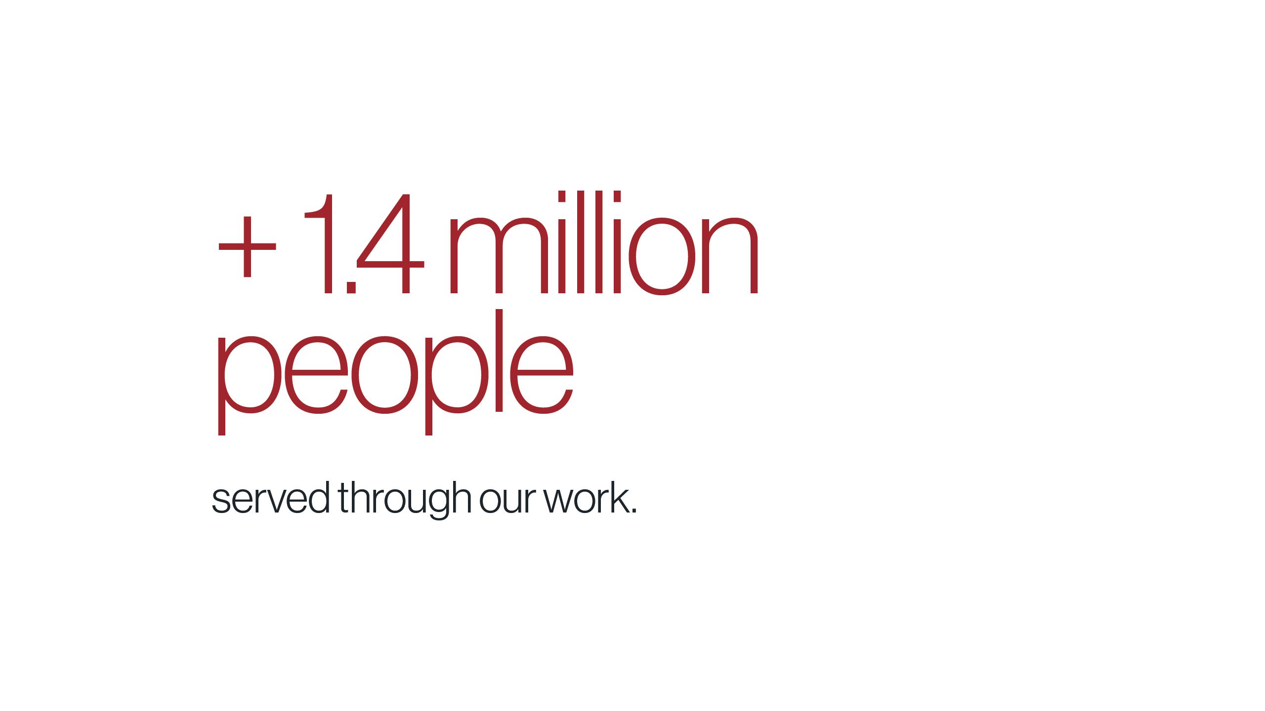 + 1.4 million people served through our work