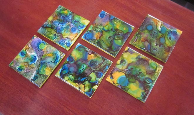Holly's Arts and Crafts Corner: Craft Project: Alcohol Ink Tiles Part 4:  Sealing and Protecting Tiles