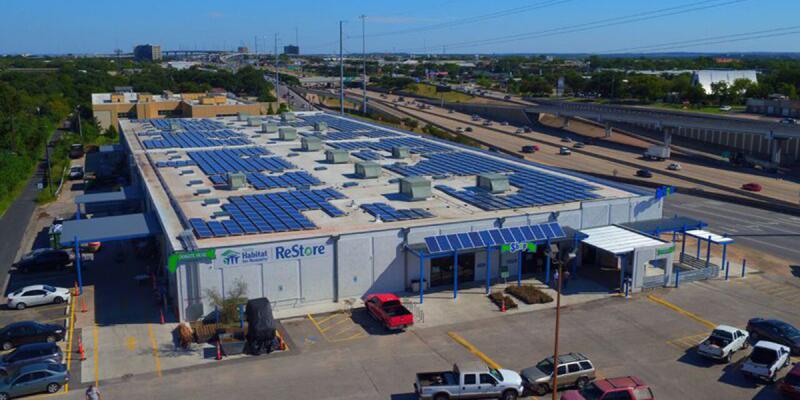 An aerial view of the Austin ReStore.