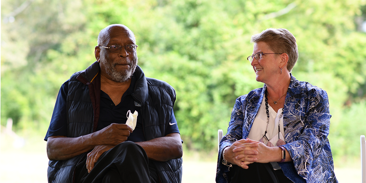 Eddie Hoover sitting with Laura Belcher