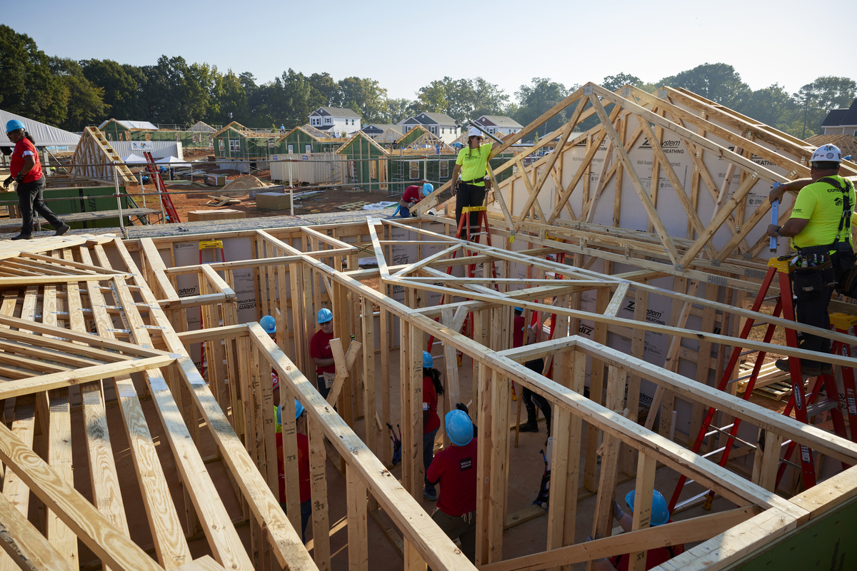 Assembling the framing of a Habitat house