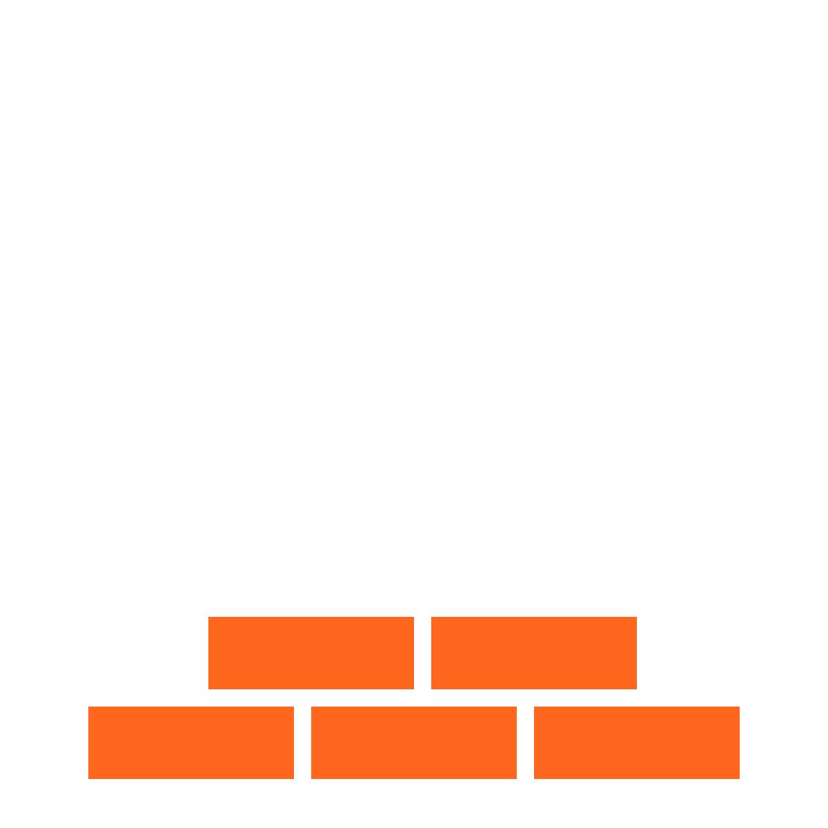 Simple illustration of five orange bricks