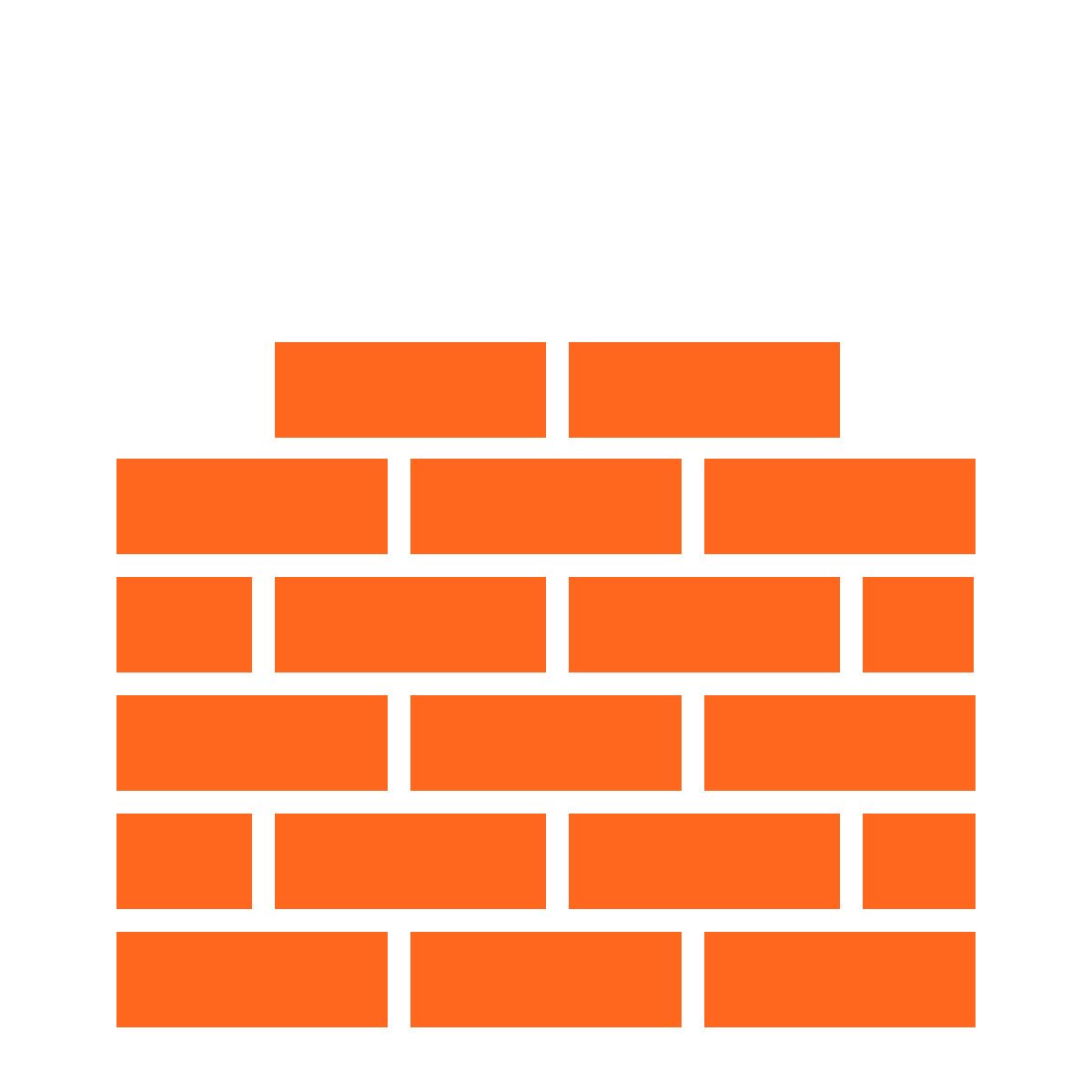 Simple illustration of an orange brick wall, 6 bricks tall