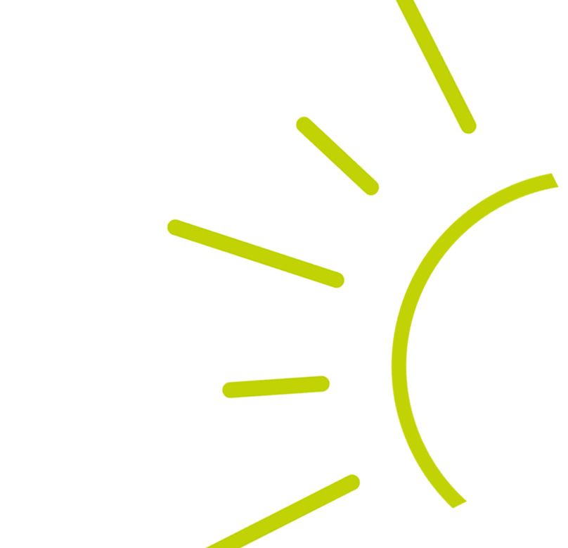 Line illustration of a yellow sun spinning. 