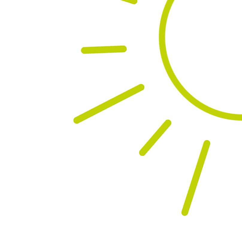 Line illustration of a yellow sun spinning. 