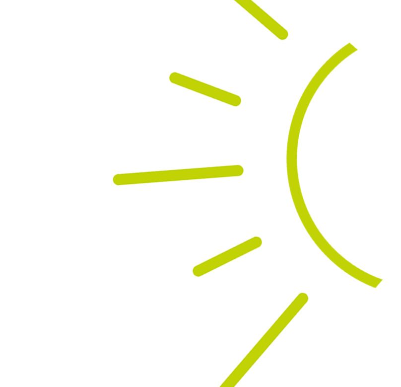 Line illustration of a yellow sun spinning. 