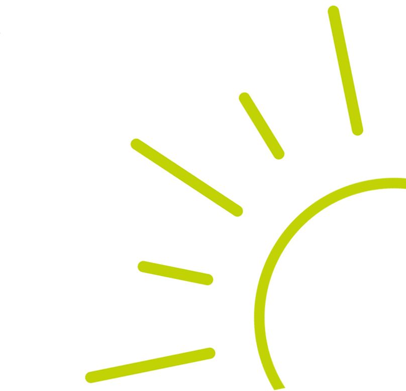 Line illustration of a yellow sun spinning. 