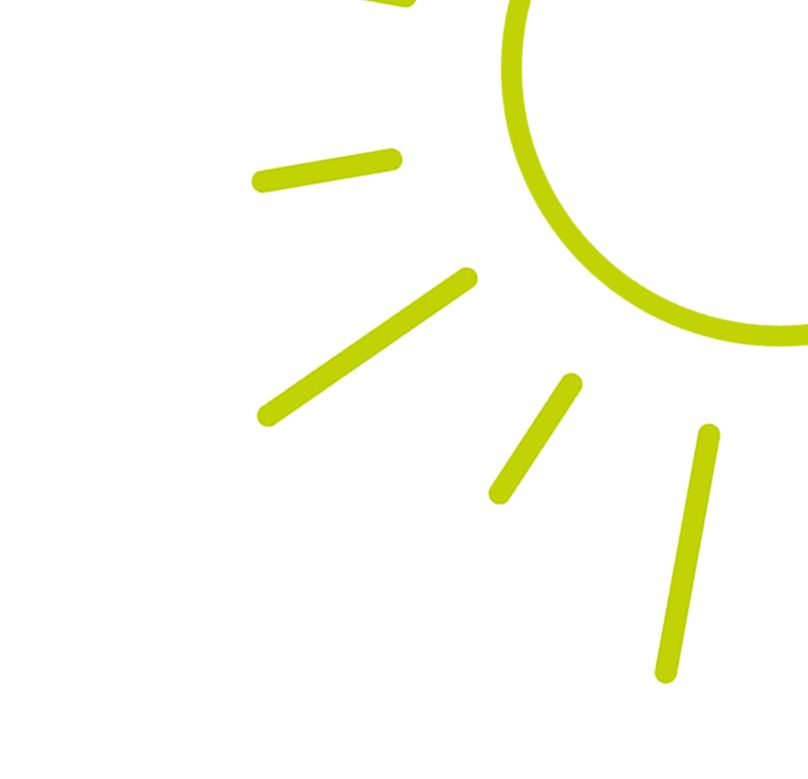 Line illustration of a yellow sun spinning. 