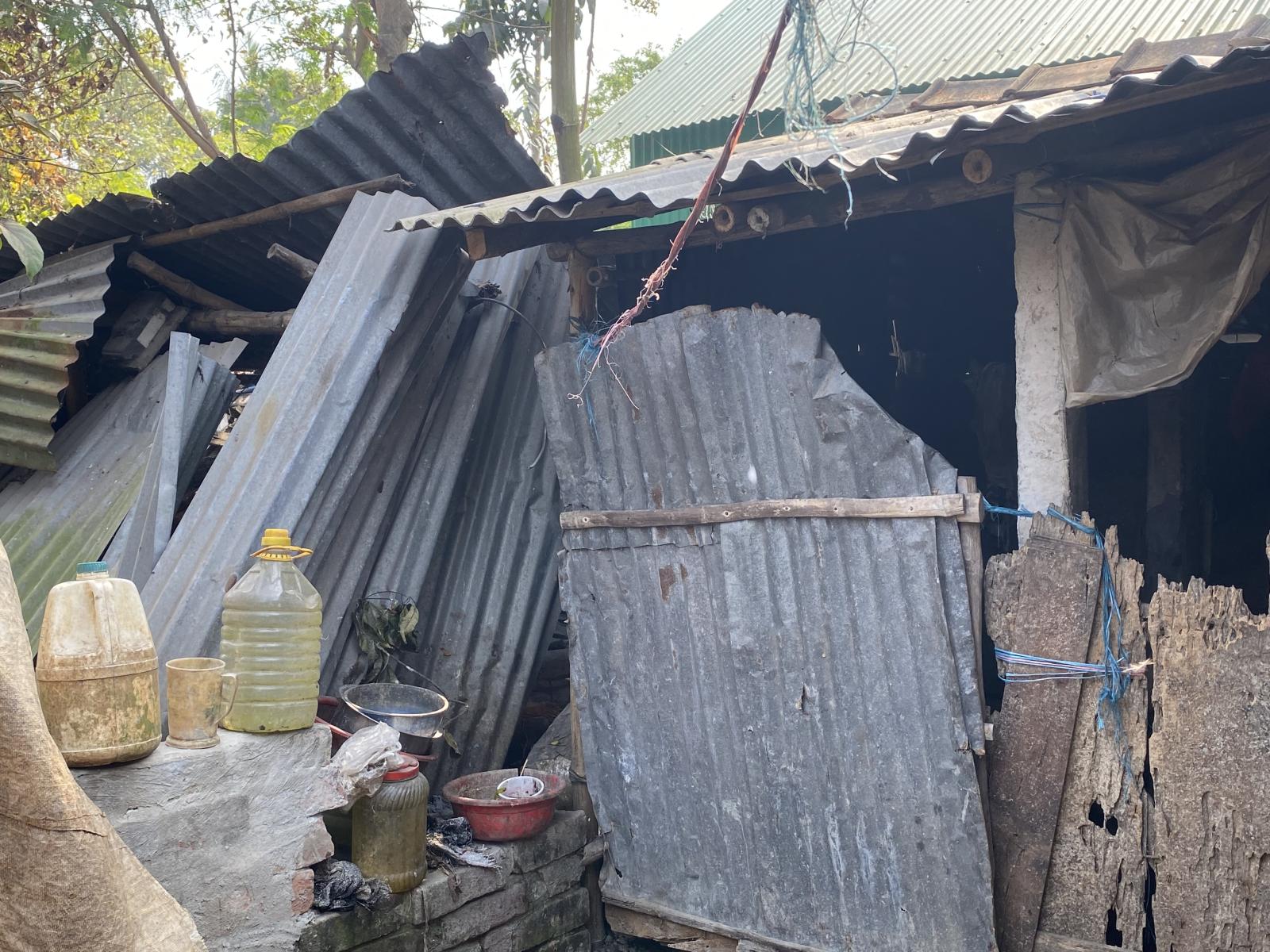 Scrap metal building in an informal settlement in Satkhira, Bangladesh. 