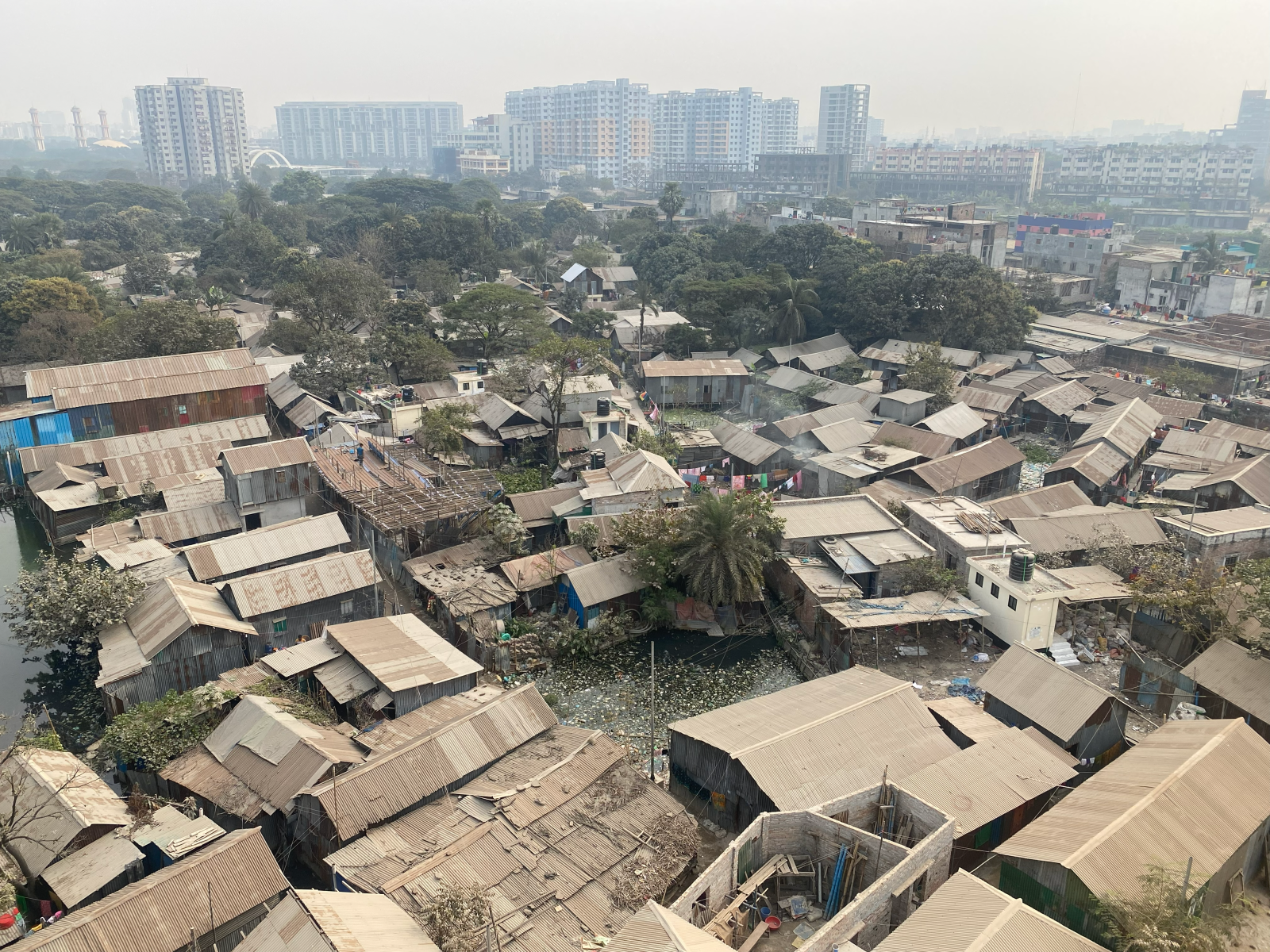 Aerial photo of Bhashantek informal settlement.