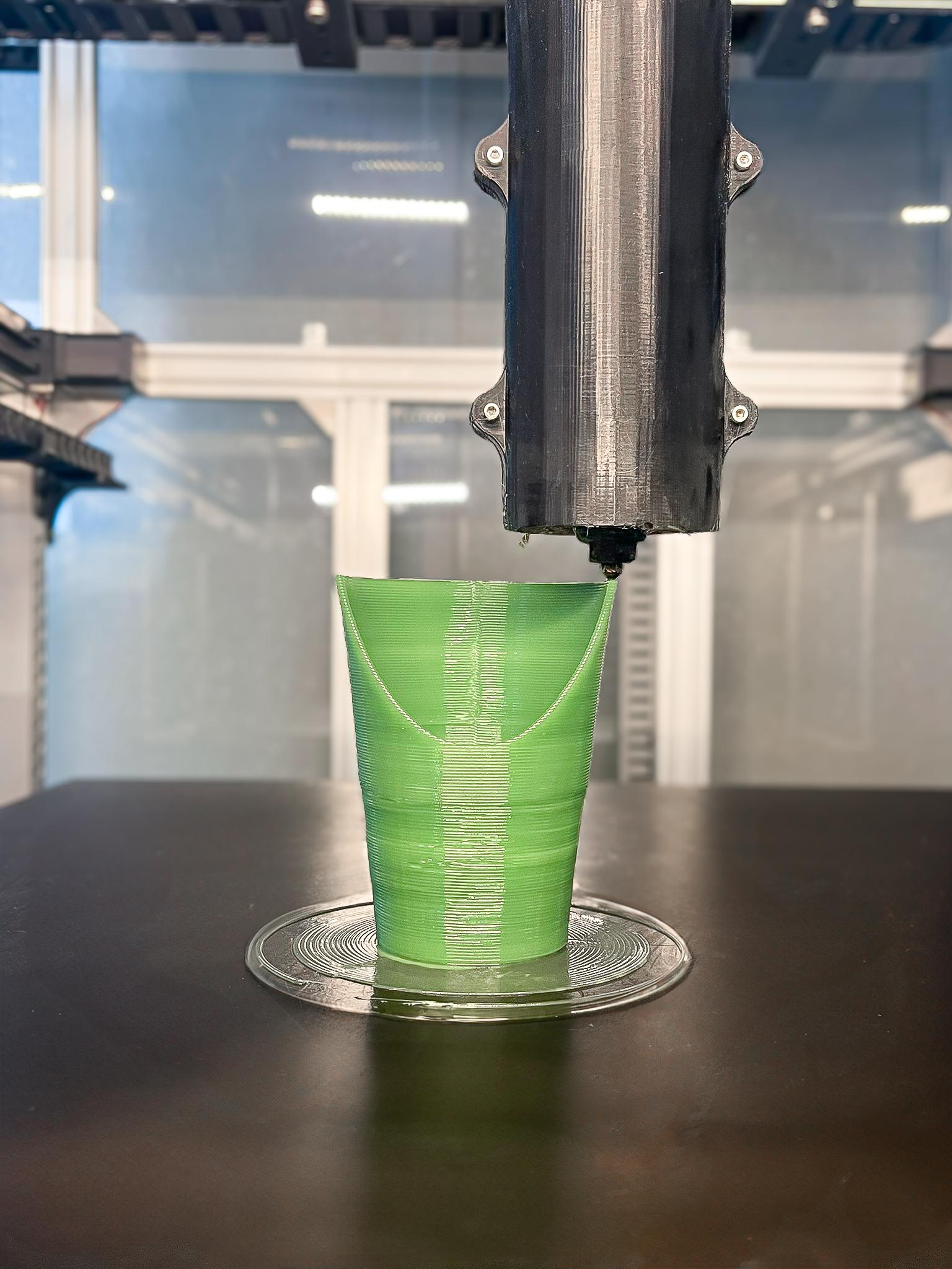 Bright green 3D printed good.