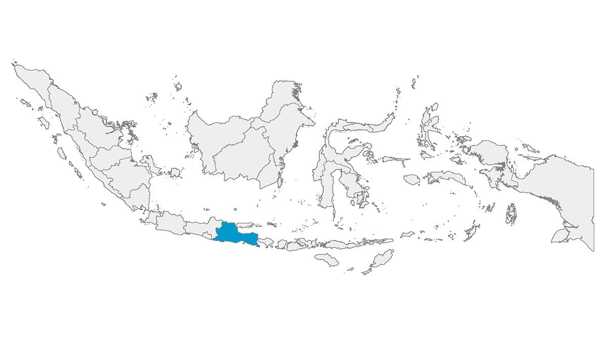 Map of Indonesia with Jawa Timur highlighted in blue.