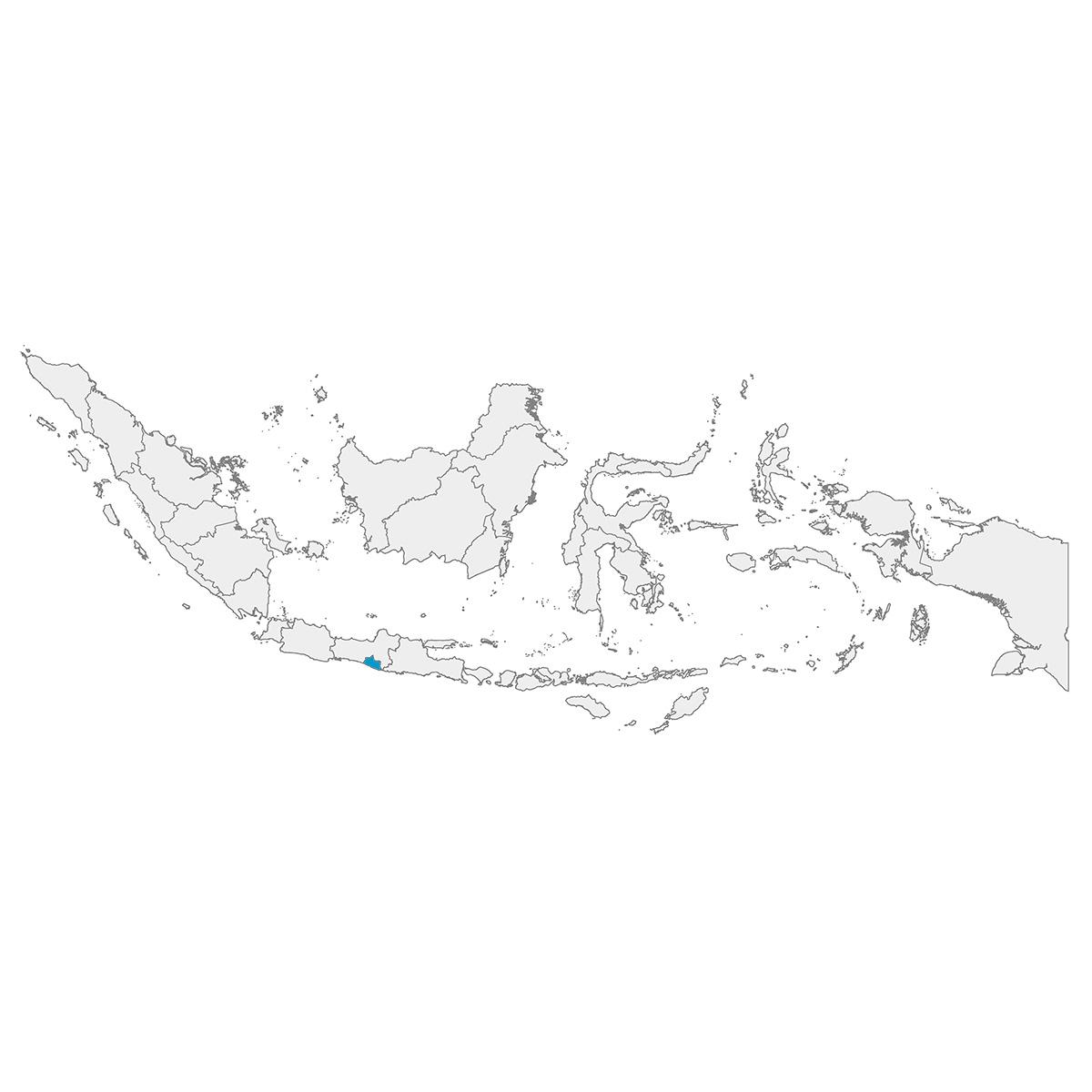 Map of Indonesia with Jogyakarta highlighted in blue. 