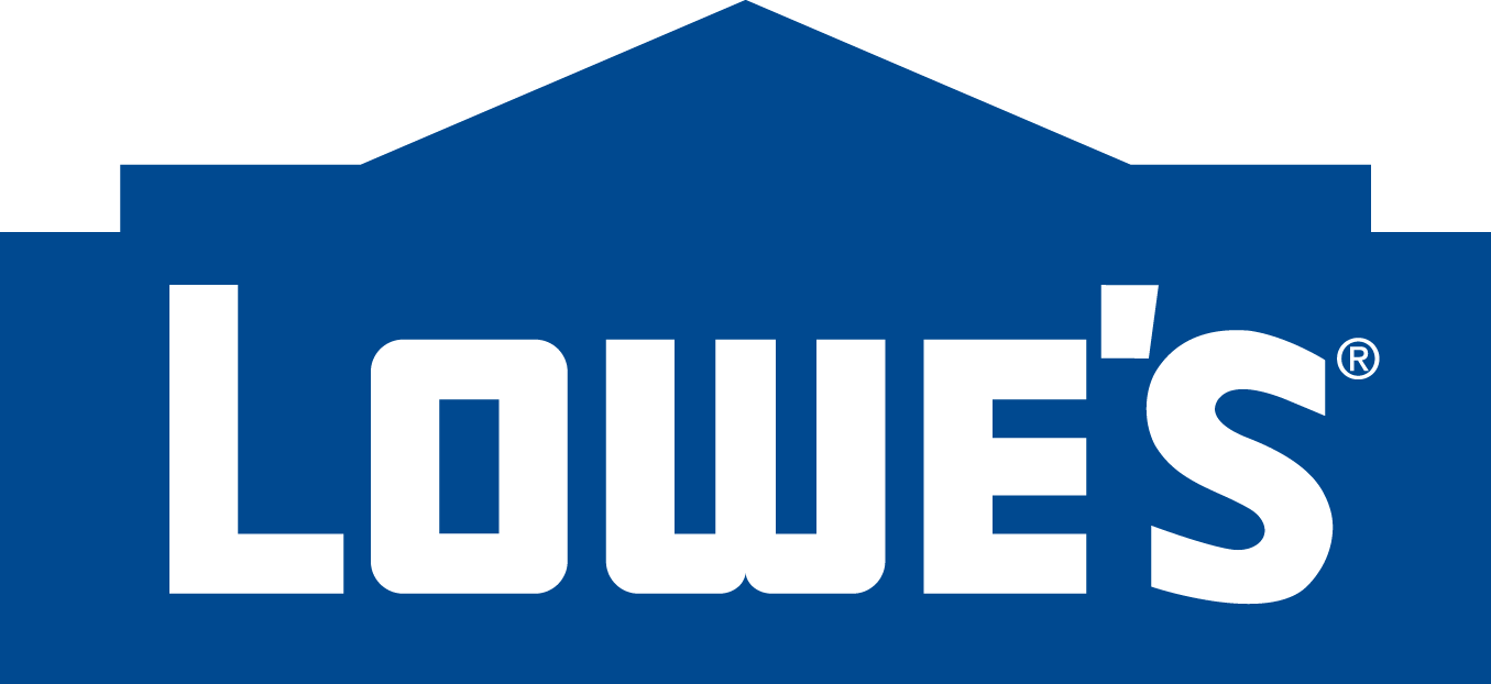 Lowe's logo is a blue house with Lowe's written in white over it.