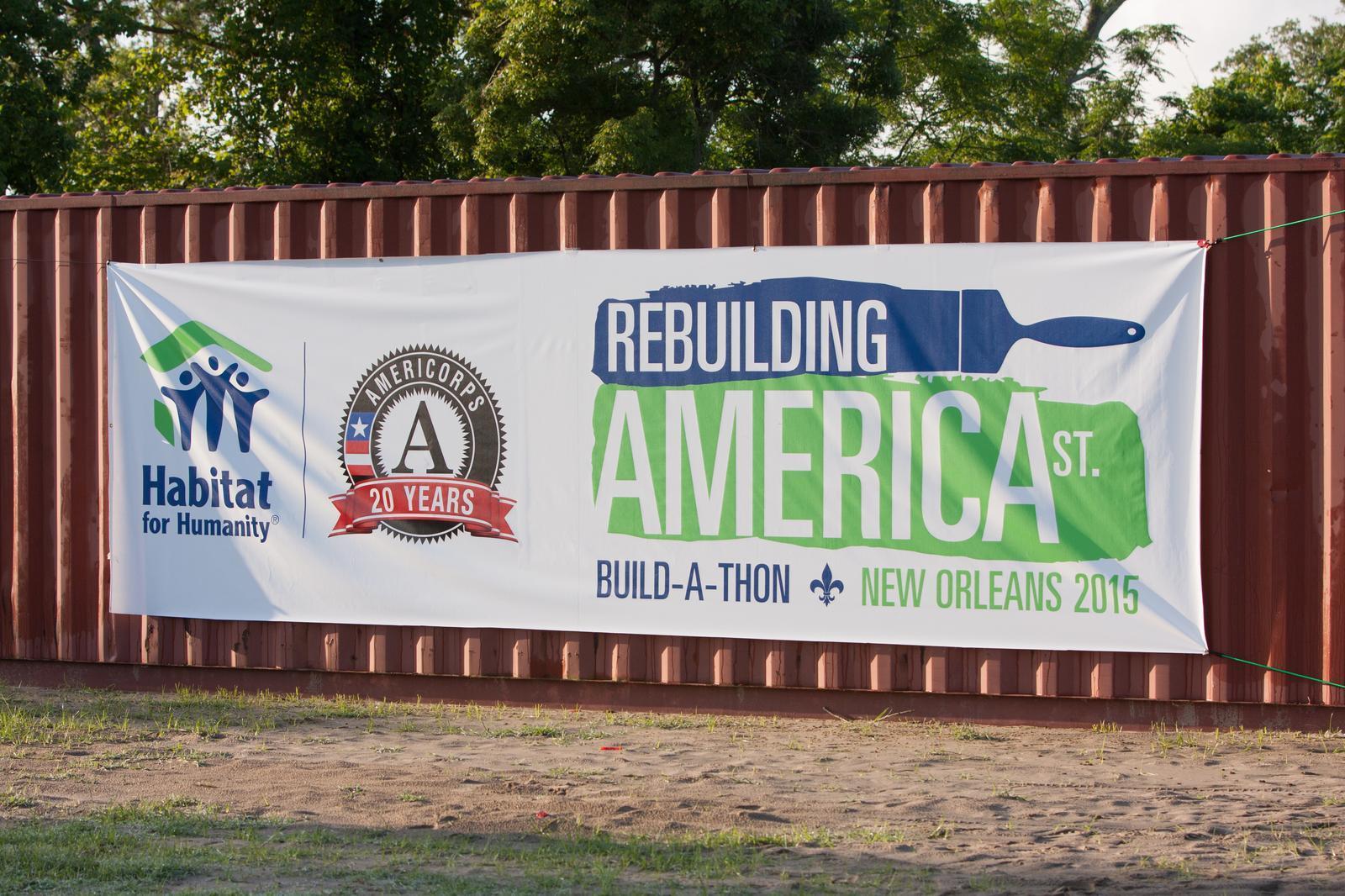 NEW ORLEANS, LOUISIANA, USA (5/19/15) - In 2015, the AmeriCorps Build-a-Thon commemorated the 10th anniversary of Katrina and celebrated the 20-year partnership between Habitat and AmeriCorps, a partnership that was key to rebuilding the U.S. Gulf region hit first by Katrina, then Hurricane Rita a month later.