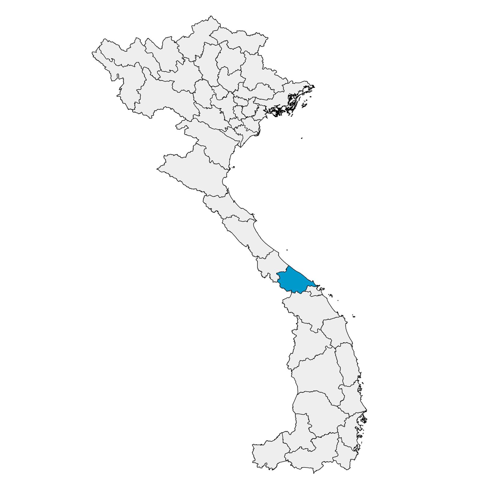 Map of Vietnam with Hue City province highlighted in blue.