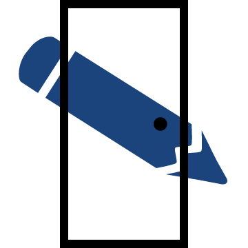 A dark blue pencil over the outline of a door.