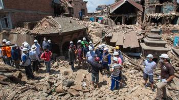 Volunteers helping after a disaster, Nepal Earthquake