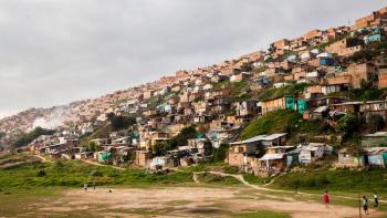 Houses on hillside in Soacha near Bogota, Colombia