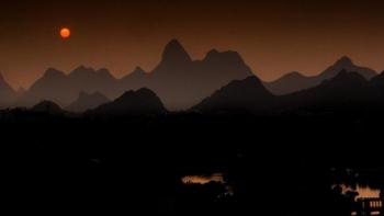 Dusk landscape of mountains in China