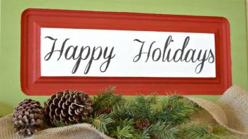 Upcycled cabinet door holiday signs