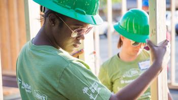 Women build volunteers