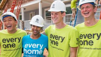 Group of volunteers in Habitat t-shirts