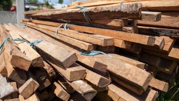 Wood from a shelter repair kit in the Philippines