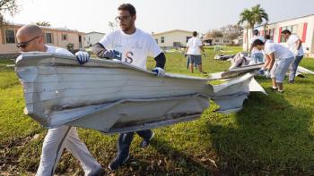 Volunteers clean up with Habitat Hammers Back