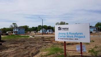 Carter Work Project sign on build site. 