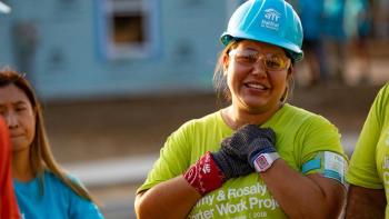 Homeowner on the build site. 