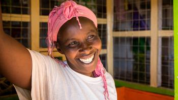 Photo: a woman's face smiling