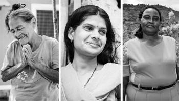 Photo: faces of three women from Honduras, Kenya and India