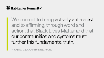 Quote graphic that reads: "We commit to being actively anti-racist and to affirming, through word and action, that Black Lives Matter and that our communities and systems must further this fundamental truth."