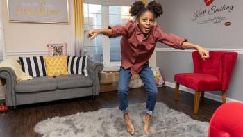 Shawnee's daughter jumping in her home.