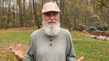 David Letterman in his backyard.