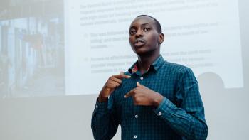 A business professional speaking.