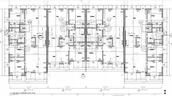 Illustration of black and white house plans.