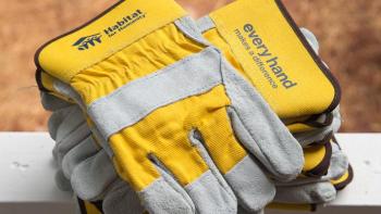 Gloves that read, "Every hand makes a difference."