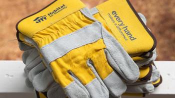 Gloves that read, "Every hand makes a difference."